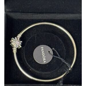 Pandora "The Best Is Yet To Come" Fireworks Sterling Silver CZ Bangle NIB #66614